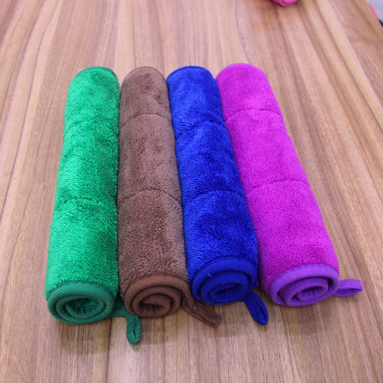 Coral Fleece Hand Towel Absorbent Fashion Towel Hand Towel with Hook Double Layer Super Thick