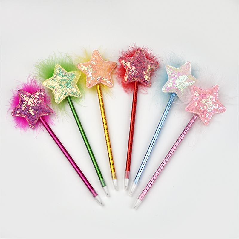 Sequined Five-Pointed Star Ballpoint Pen Korean Creative Practical Student Writing Craft Pen