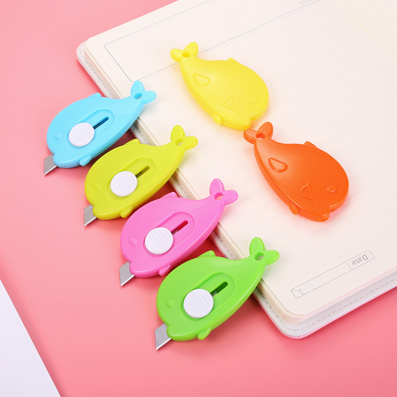 cartoon small art knife creative whale shape student cute portable mini paper cutter convenient unpacking device
