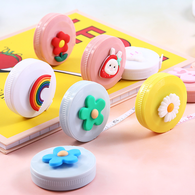 Mini Cartoon Tape Measure Ins Double-Sided Measuring Ruler Measuring Three-Circumference Small Tape Measure Student Learning Measuring Tool Soft Ruler