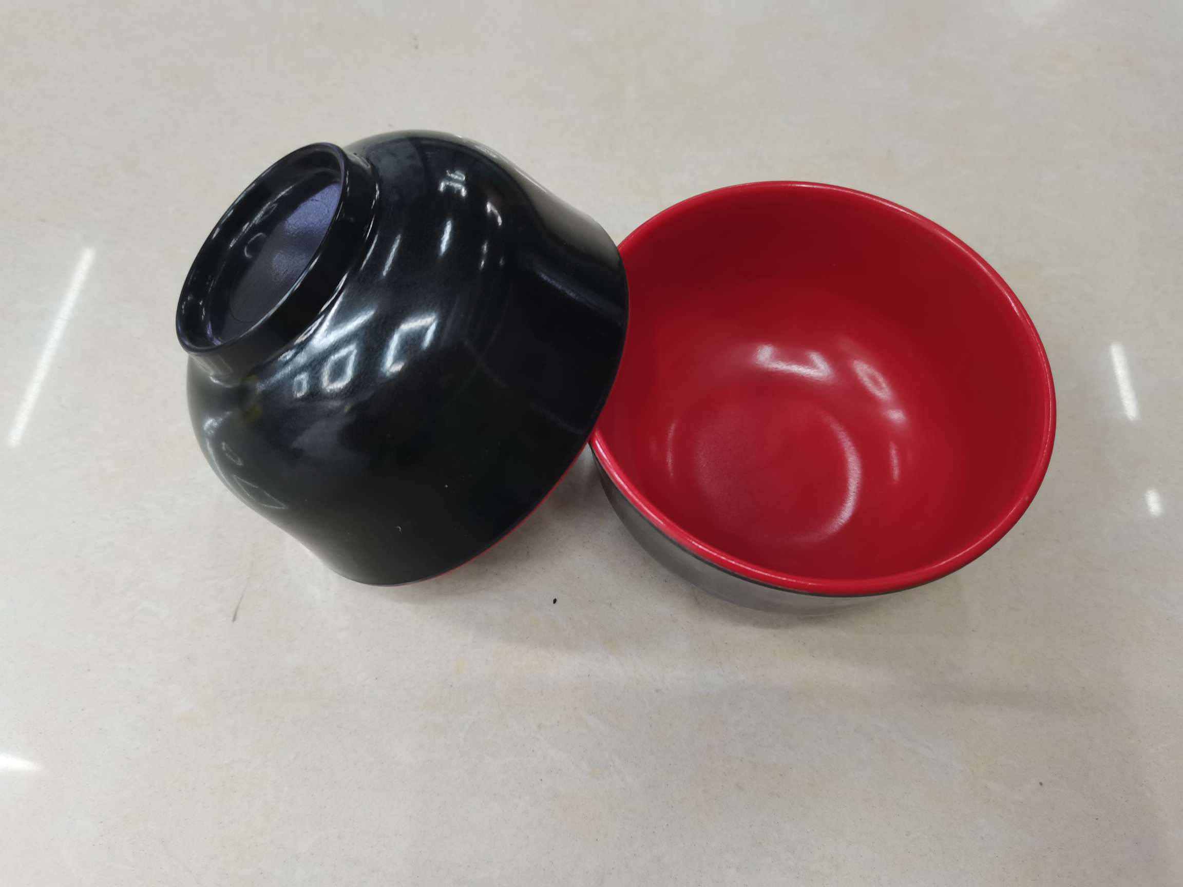 Imitation Porcelain Melamine Tableware Plastic Plate and Bowl Rice Noodles Bowl Black Red Bowl Noodle Bowl Breakfast Bowl Soup Bowl 5045 Black Red Two-Tone Bowl