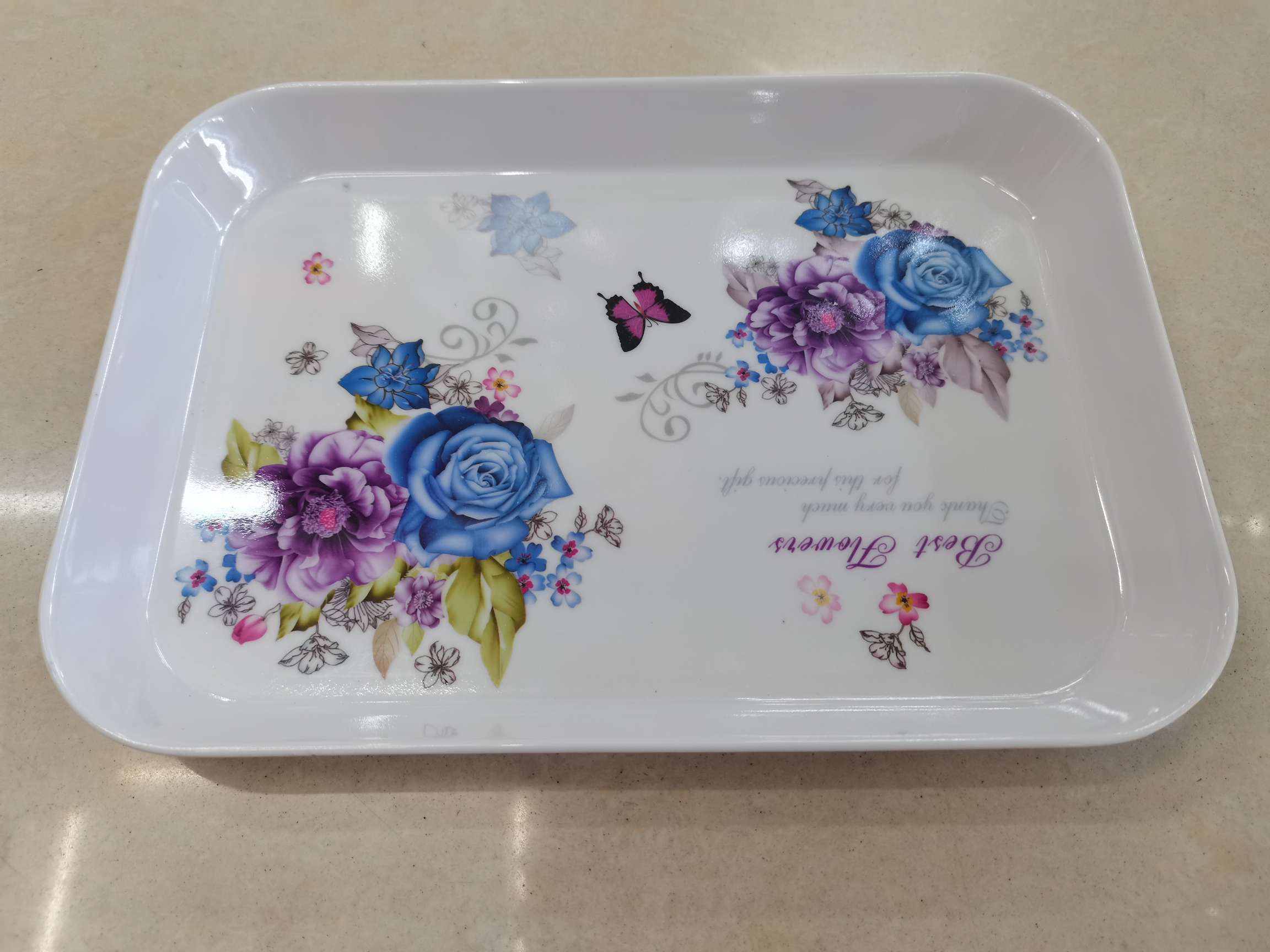 Amazon Melamine Cutlery Plate 2310 Rectangular Tray Imitation Porcelain Melamine Tableware Plastic Tray