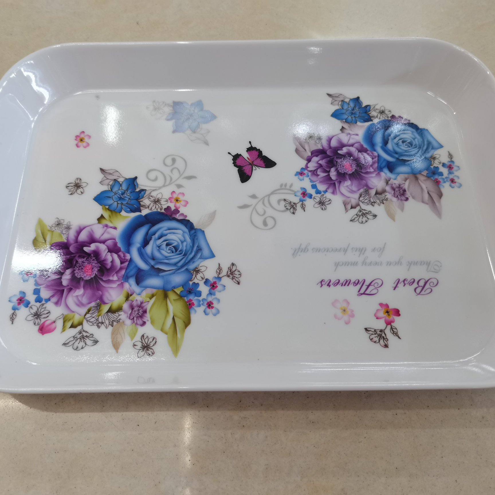 Amazon Melamine Cutlery Plate 2310 Rectangular Tray Imitation Porcelain Melamine Tableware Plastic Tray