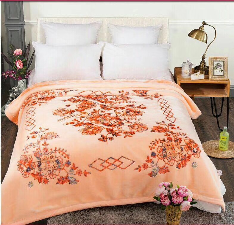 high-end winter thickened double-layer jade carving blanket coral fleece blanket duvet red dowry wedding