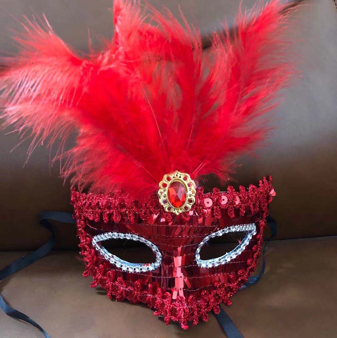 Factory Direct Sales Wholesale Masquerade Party Feather Mask