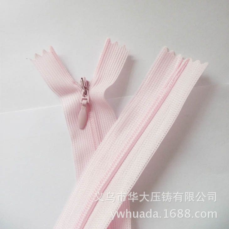 Yiwu Huada Die Casting Hongyu Zipper Factory Direct Sales 3# Invisible Silk Zipper Pillow Zipper Skirt Zipper