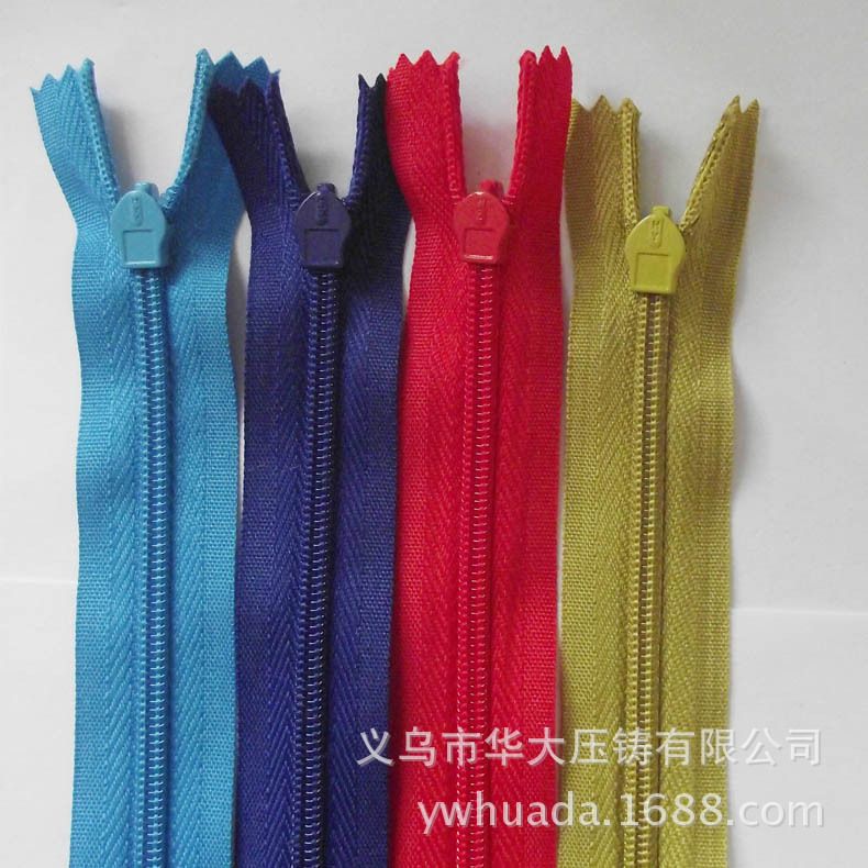 Huada Die Casting Hongyu Zipper Factory Direct Sales 3# Invisible Silk/Woven Belt Skirt Pillow Seat Cushion Zipper