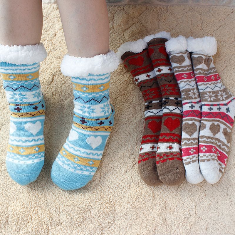 Cashmere Double-Layer Acrylic Floor Non-Slip Silicone Sleeping Socks Student Dormitory Socks 1025