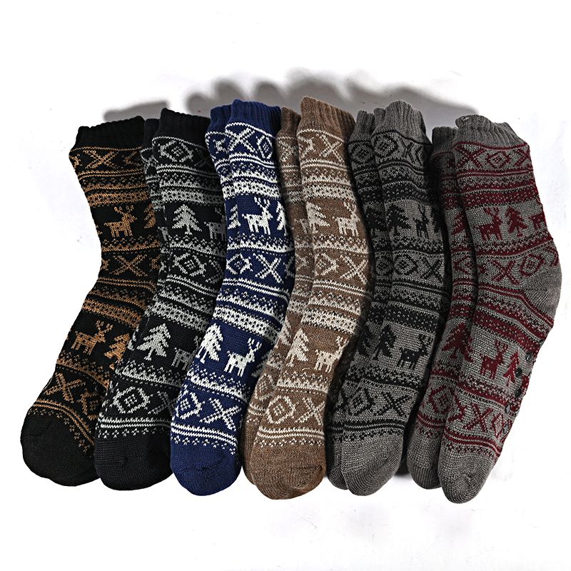 Cotton Velvet Double-Layer Acrylic Floor Non-Slip Silicone Sleeping Socks Men's Socks Middle Tube Student Dormitory Socks 1027