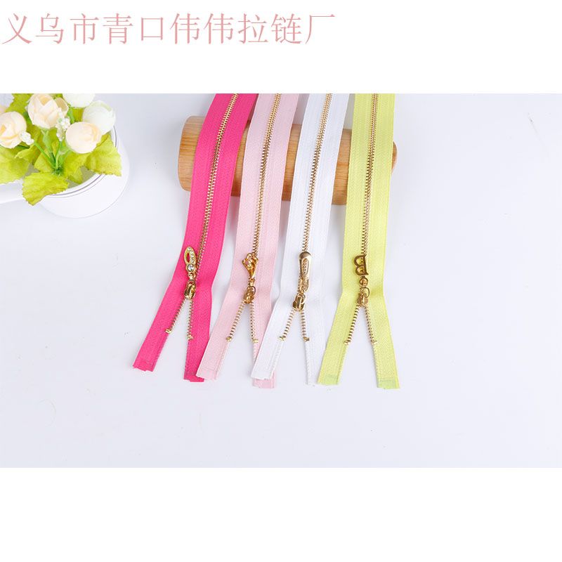 Factory Direct Sales 3# Copper Zipper 3# Metal Zipper 3# Gold Open-End Zipper Yiwu Zipper Factory Yiwu