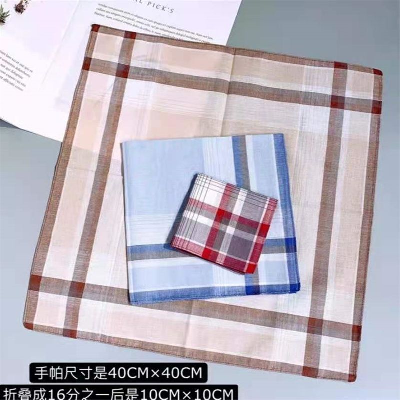 Middle-Aged and Elderly Men's Export Foreign Cotton Large Handkerchief Men's Sweat-Absorbent Classic Handkerchief Towel 29