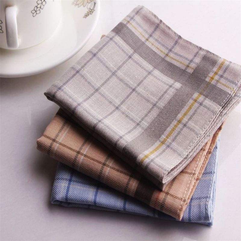 Middle-Aged and Elderly Men's Export Foreign Cotton Large Handkerchief Men's Sweat-Absorbent Classic Handkerchief Towel 1