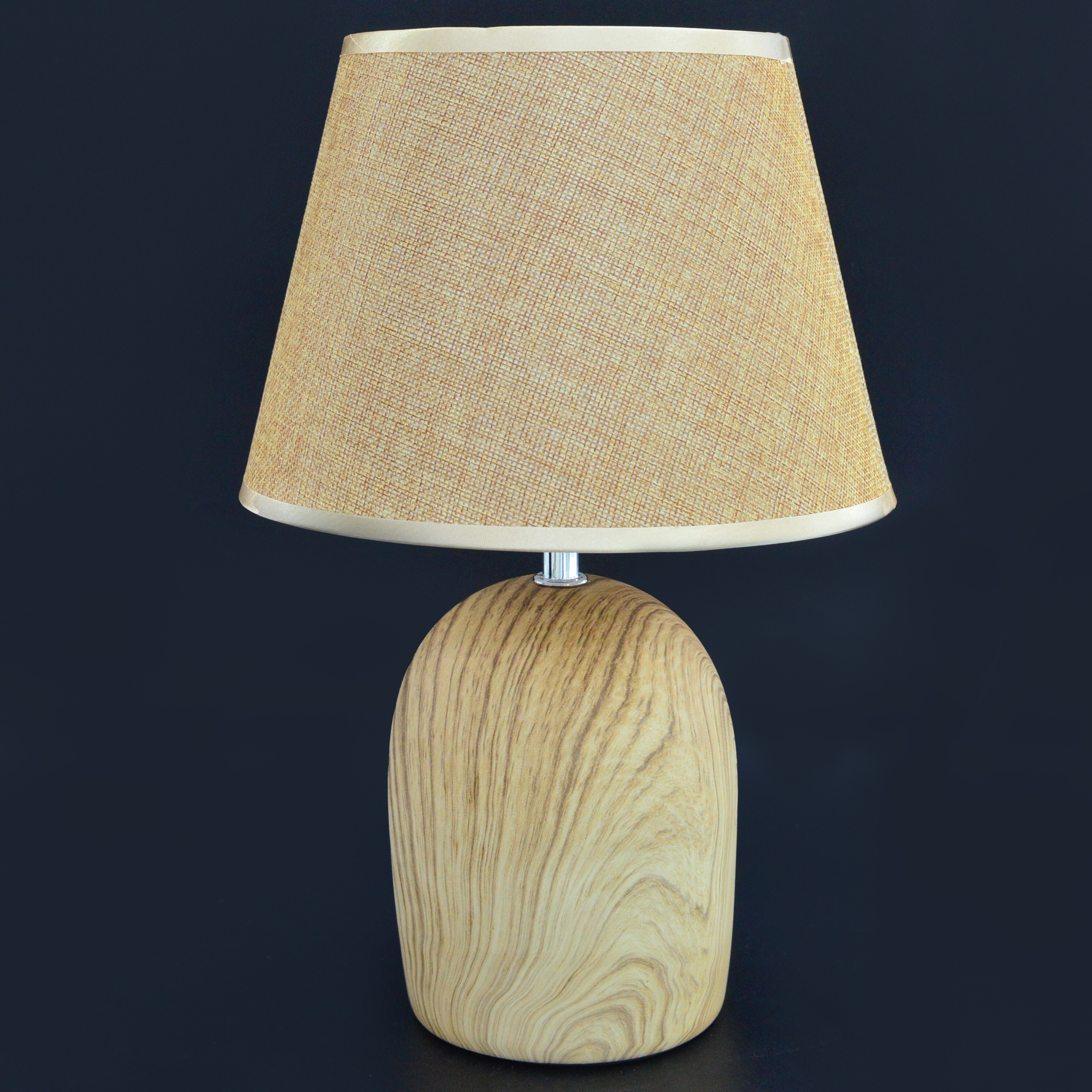 Log Series Original Design Linen Lampshade Anti-Piercing Ceramic Table Lamp