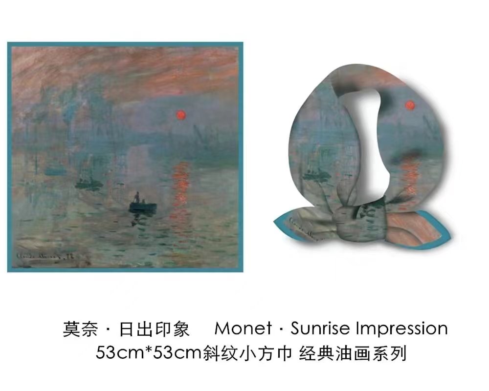 53 cssic oil painting series twill small square towel monet style works taiwan version printing silk scarf scarf temperament trend