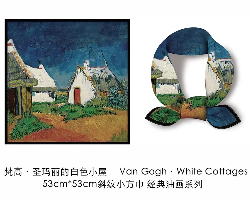 53 classic oil painting series twill small square towel van gogh style works taiwan version printed silk scarf scarf cheongsam shirt hundred
