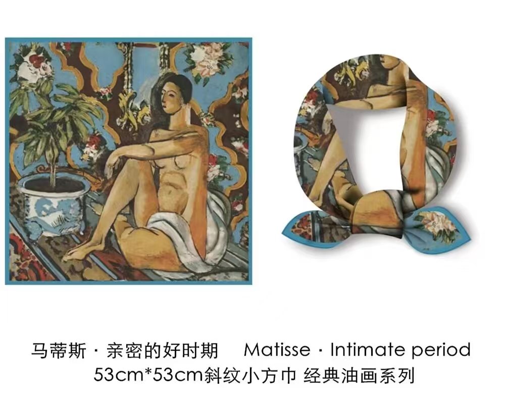 53 classic oil painting series twill small square towel matisse stage printing scarf scarf fashionable all-match scarf