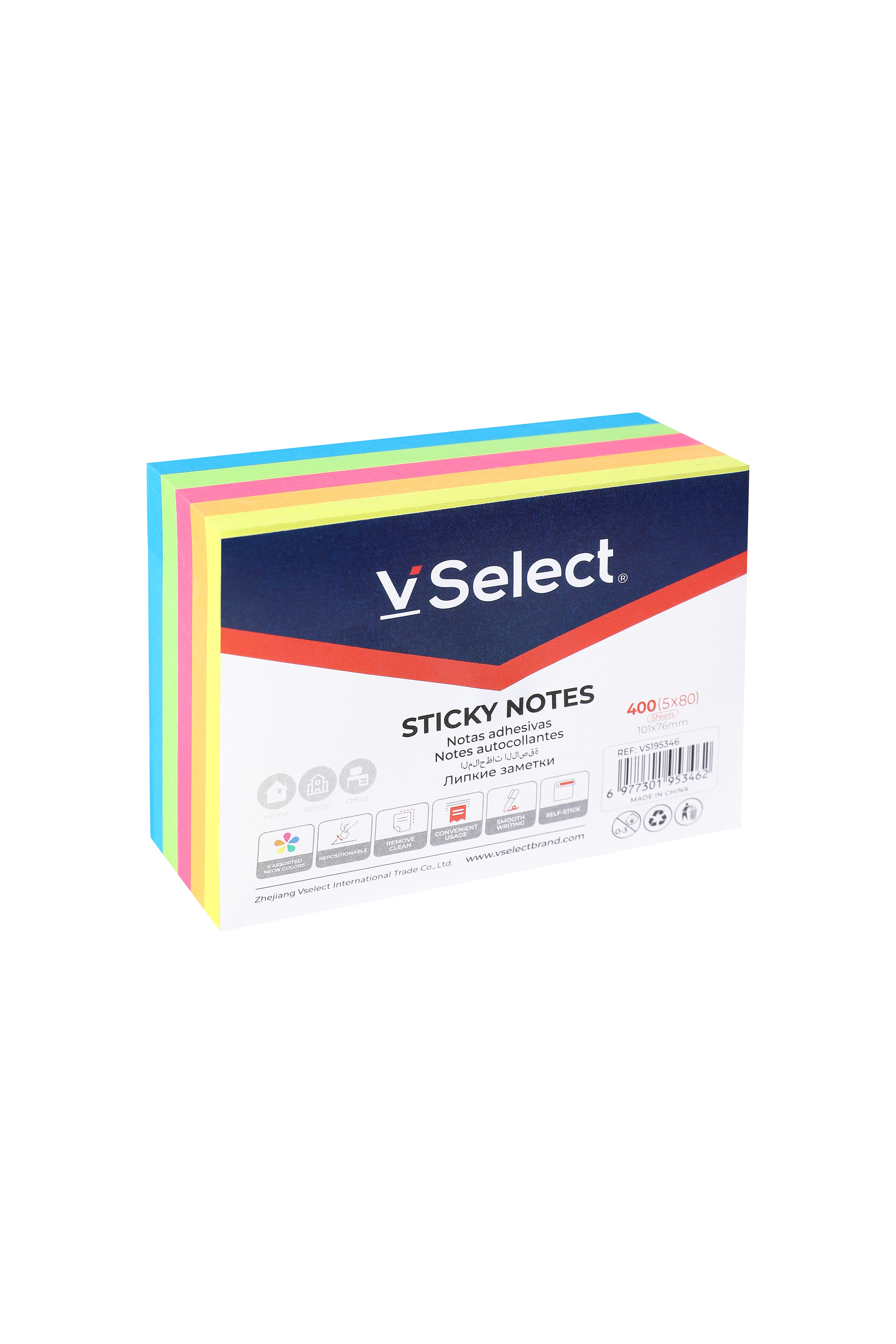 sticky notes 101 * 76mm fluorescent 5 colors 400 pieces foreign trade exclusive for one box