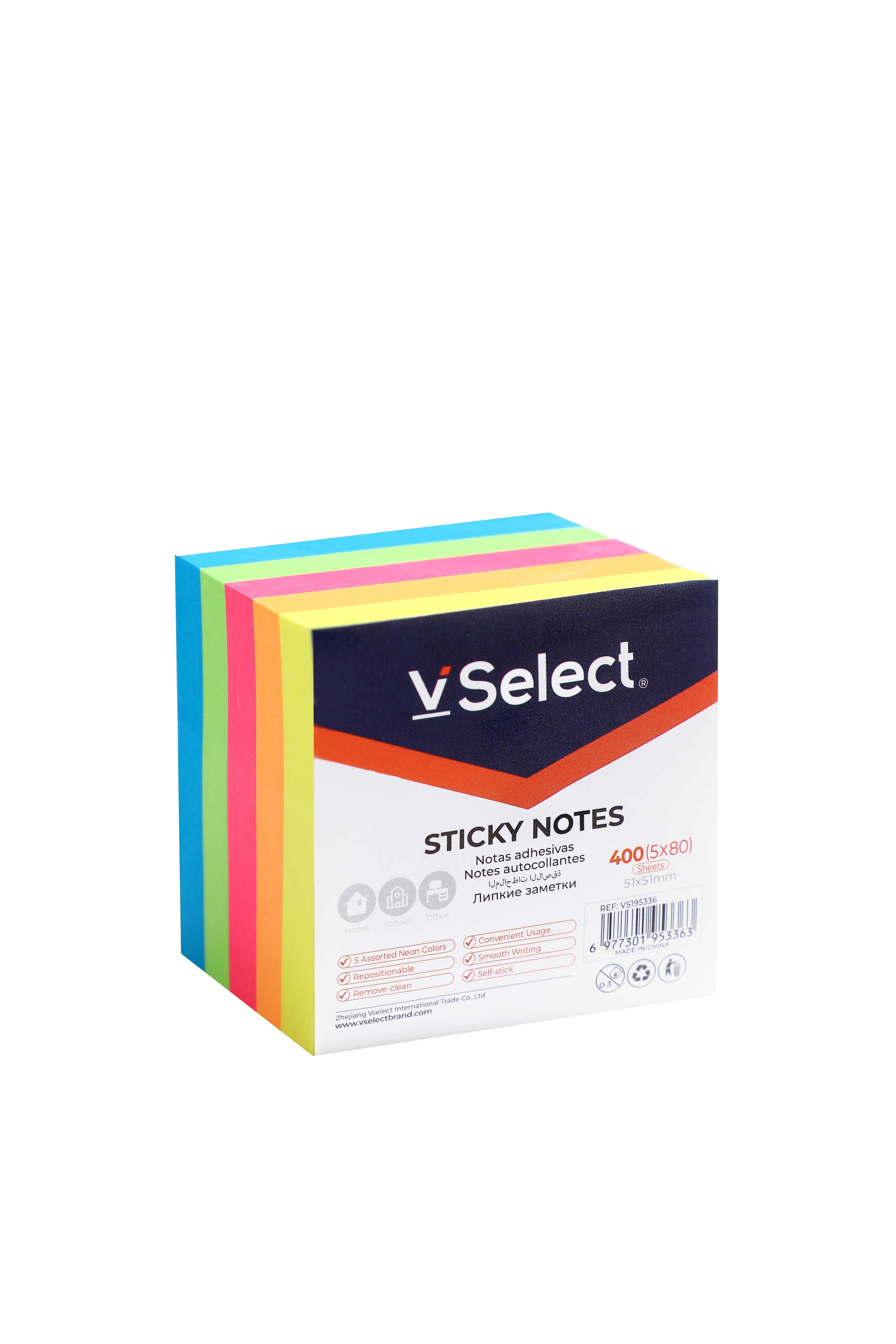 sticky notes 51 * 51mm fluorescent 5 colors 400 pieces foreign trade exclusive for one box