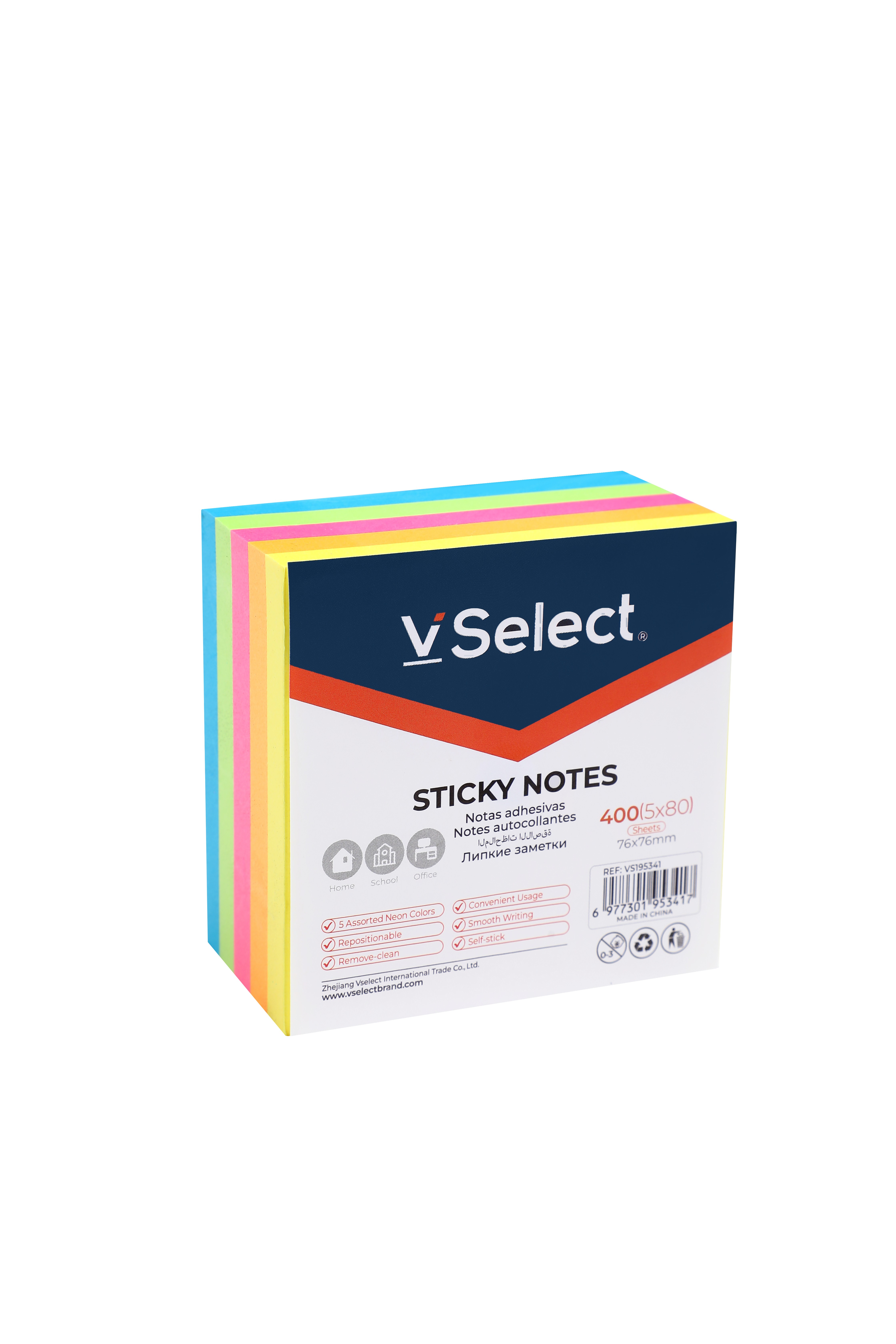 sticky notes 76 * 76mm fluorescent 5 colors 400 pieces foreign trade exclusive for one box