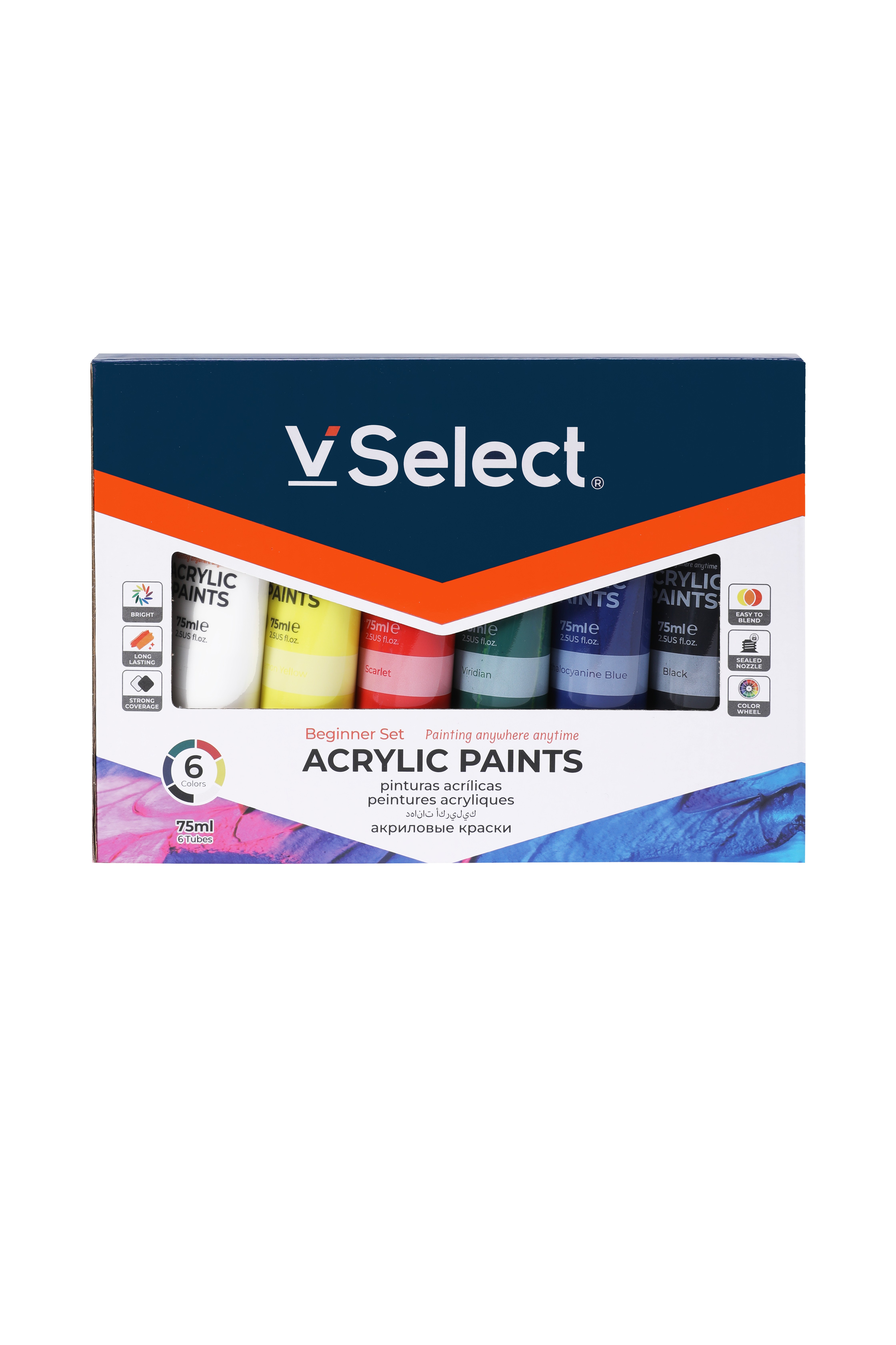 75ml acrylic paint 6 colors foreign trade exclusive for one box at least batch