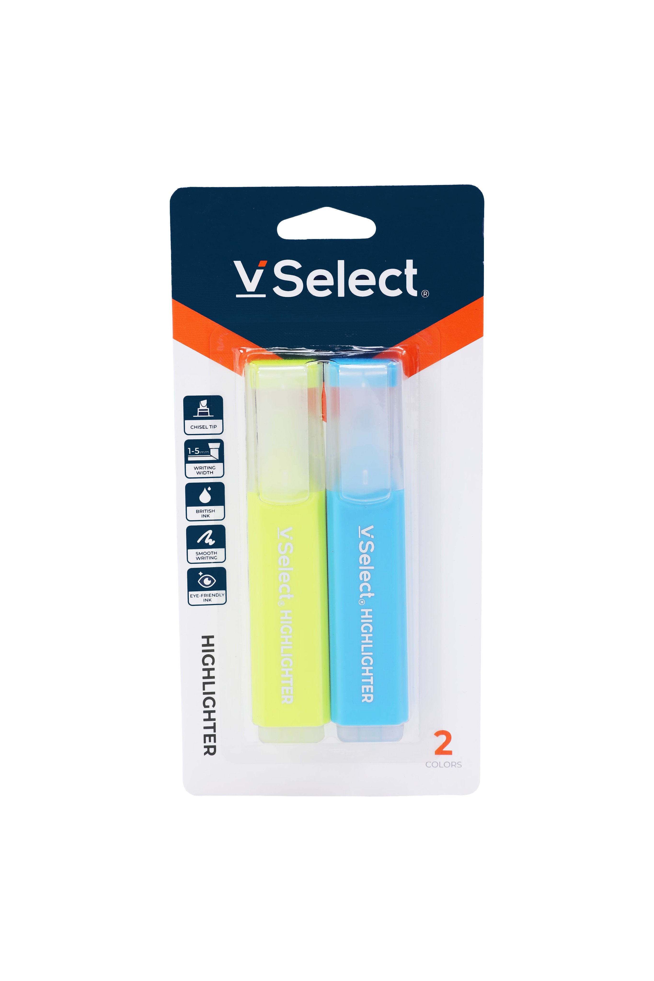 fluorescent pen yellow + blue 2 pcs/card foreign trade exclusive for one box