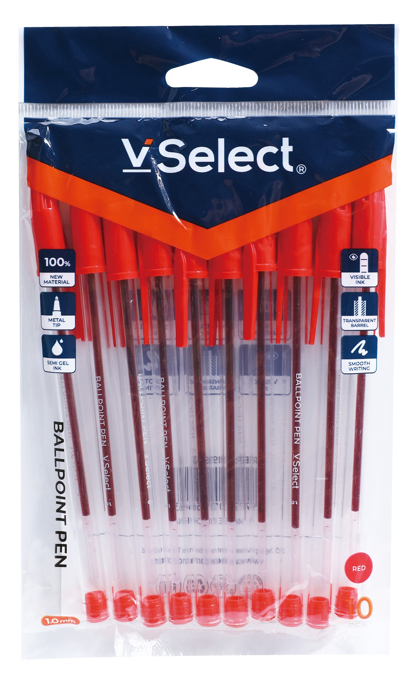 neutral oil pen red 1.0mm 10 pcs/bag foreign trade exclusive for one box