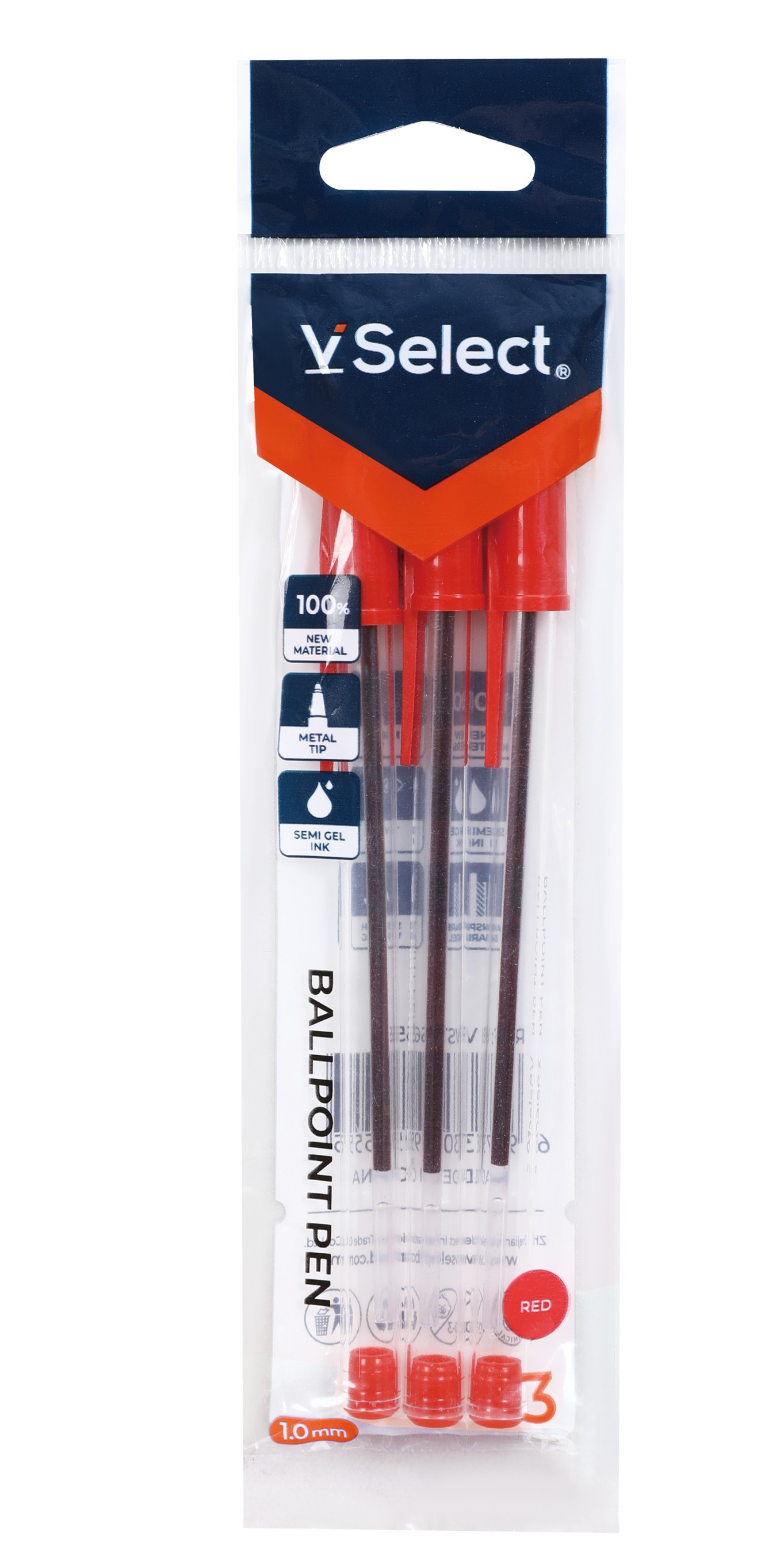 neutral oil pen red 1.0mm 3 pcs/bag foreign trade exclusive for one box