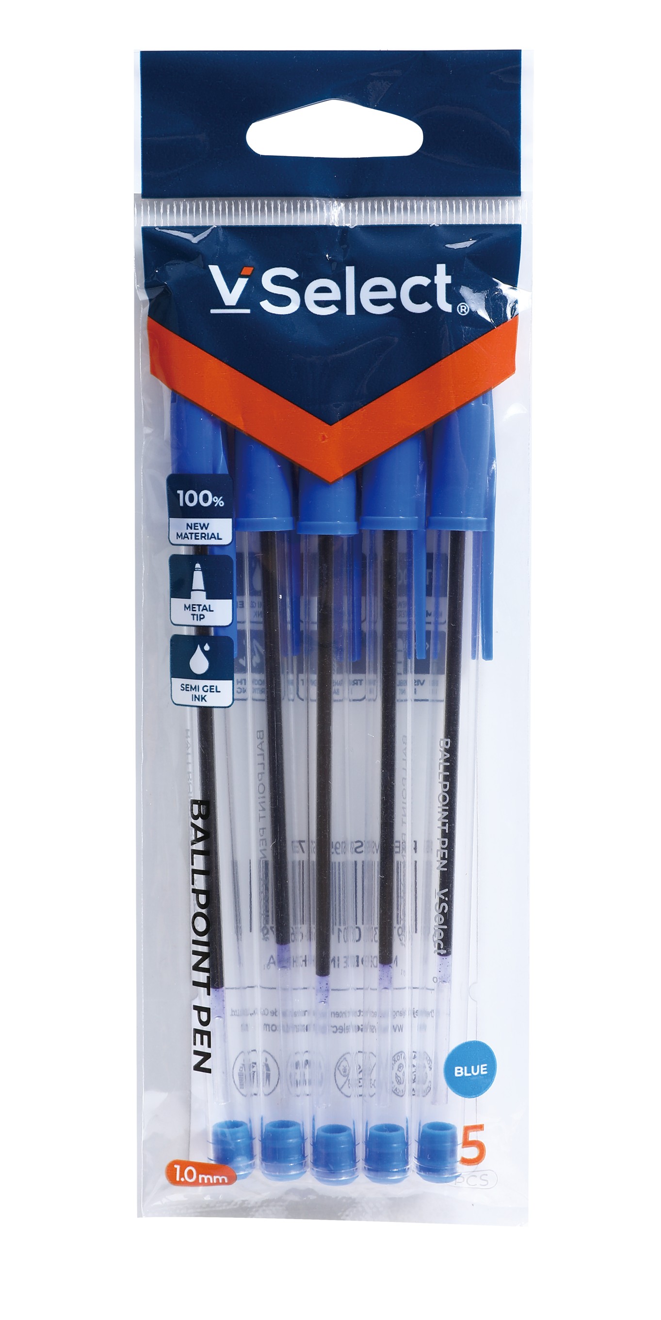 neutral oil pen blue 1.0mm 5 pcs/bag foreign trade exclusive for one box