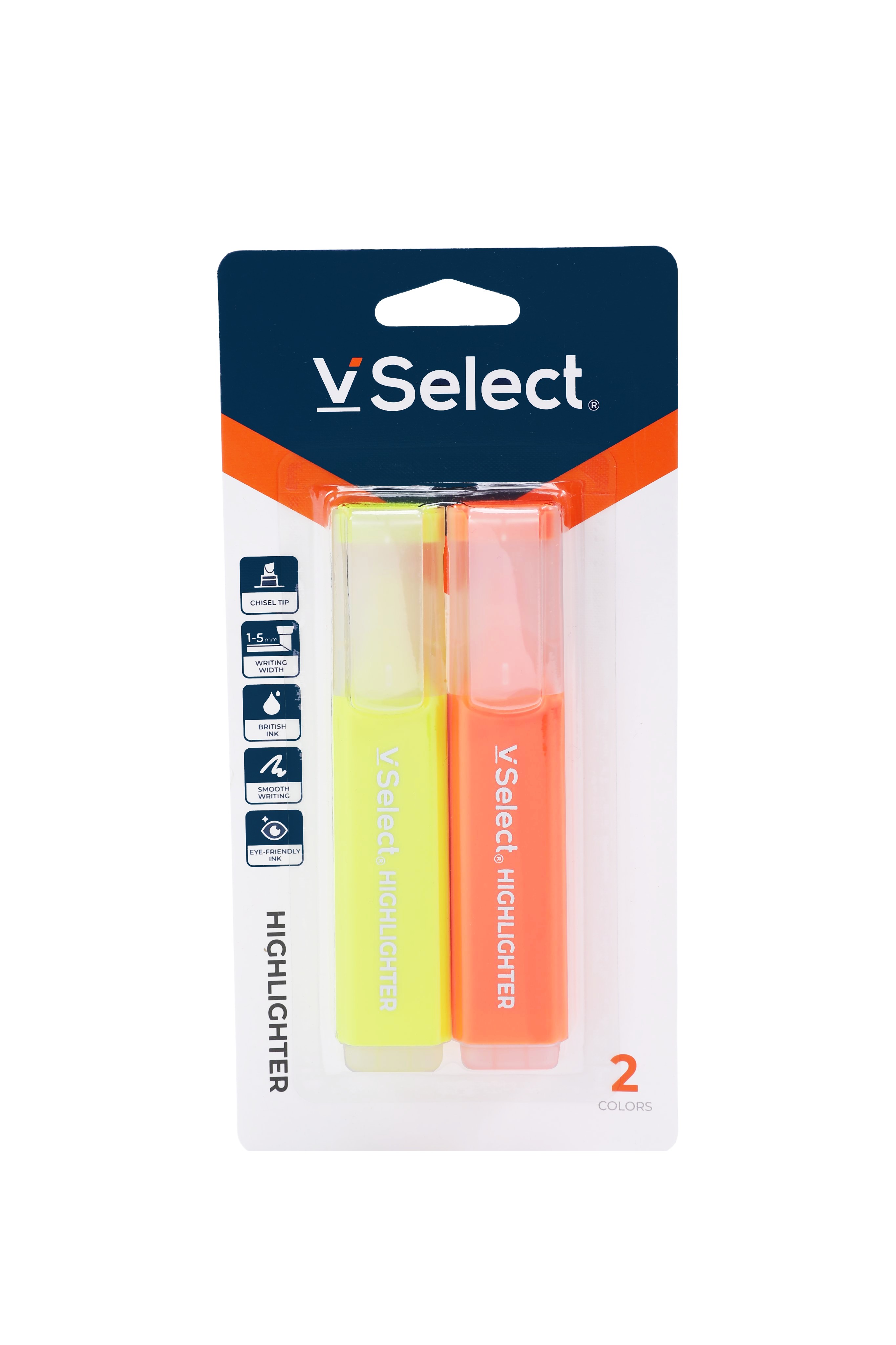 fluorescent pen yellow + orange 2 pcs/card foreign trade exclusive for one box