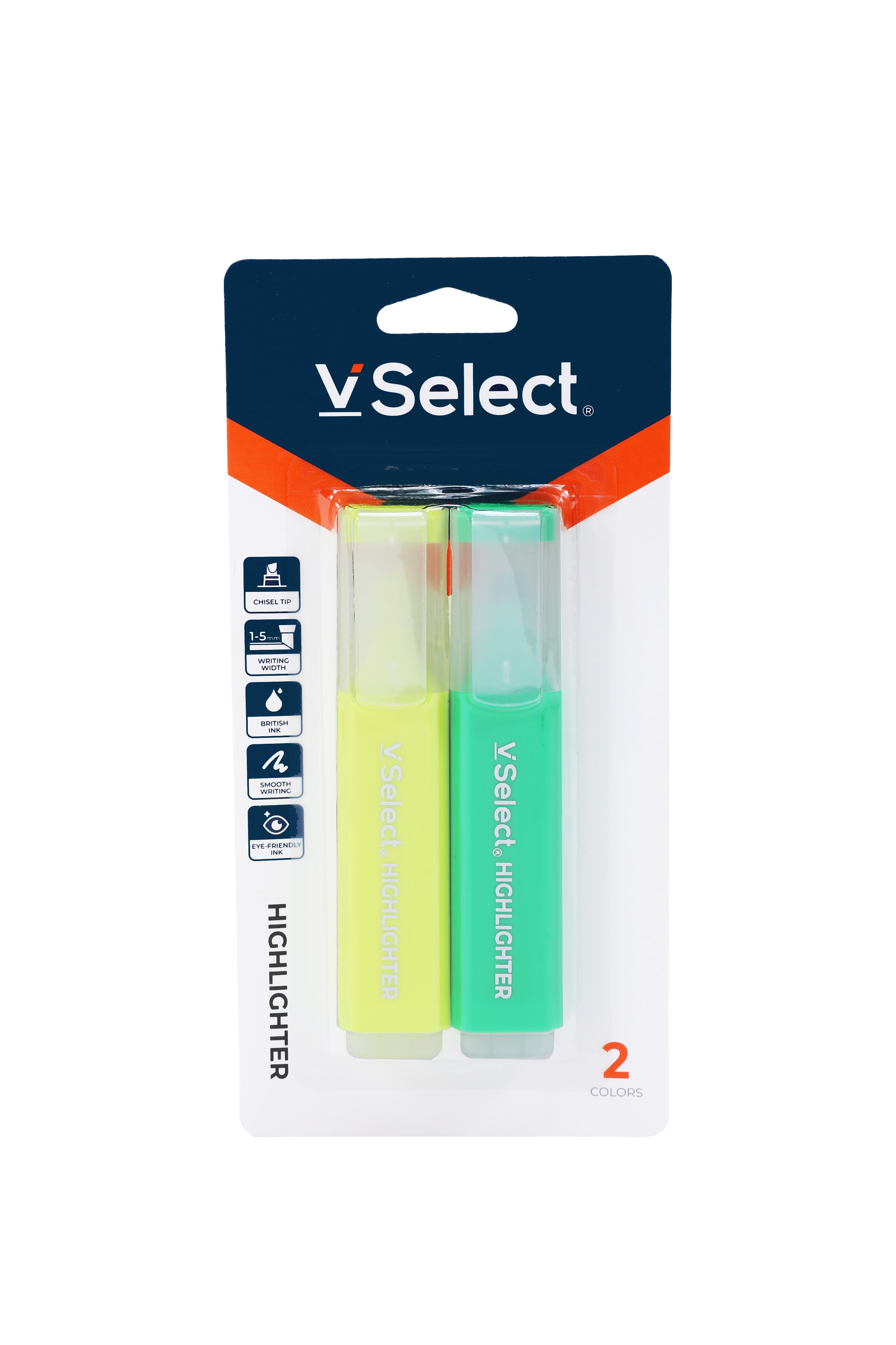 fluorescent pen yellow + green 2 pcs/card foreign trade exclusive for one box