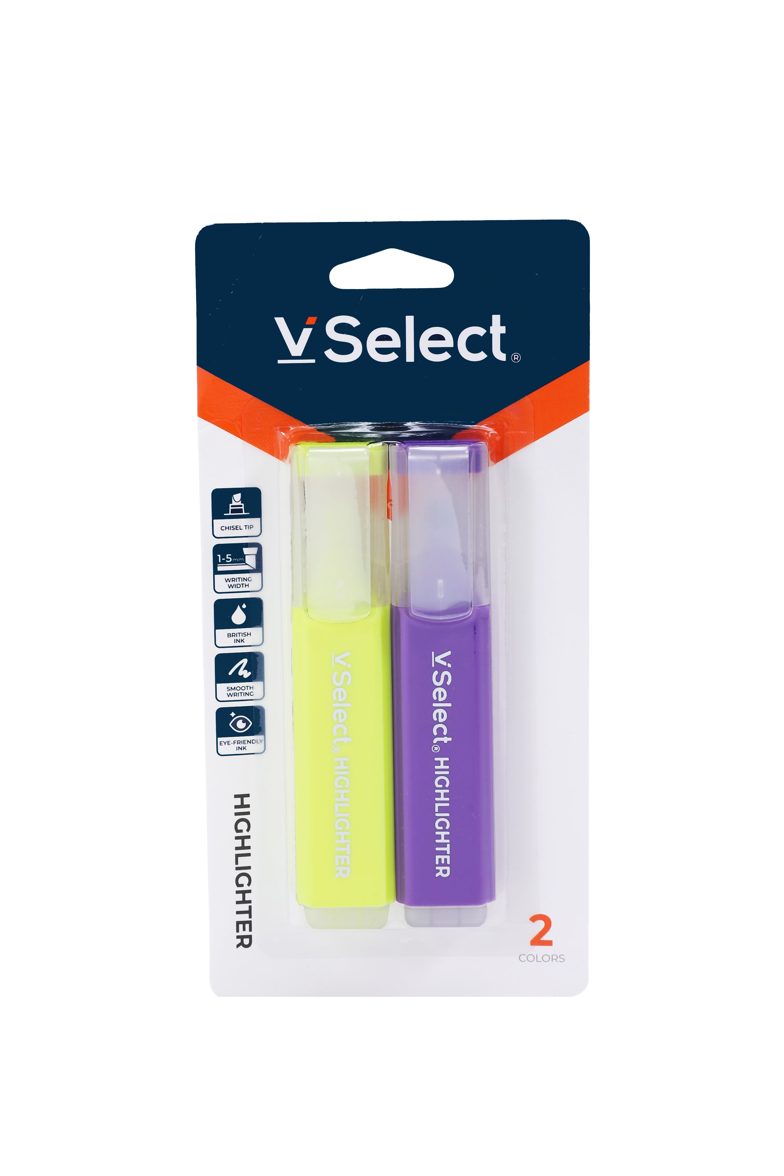 fluorescent pen yellow + purple 2 pcs/card foreign trade exclusive for one box