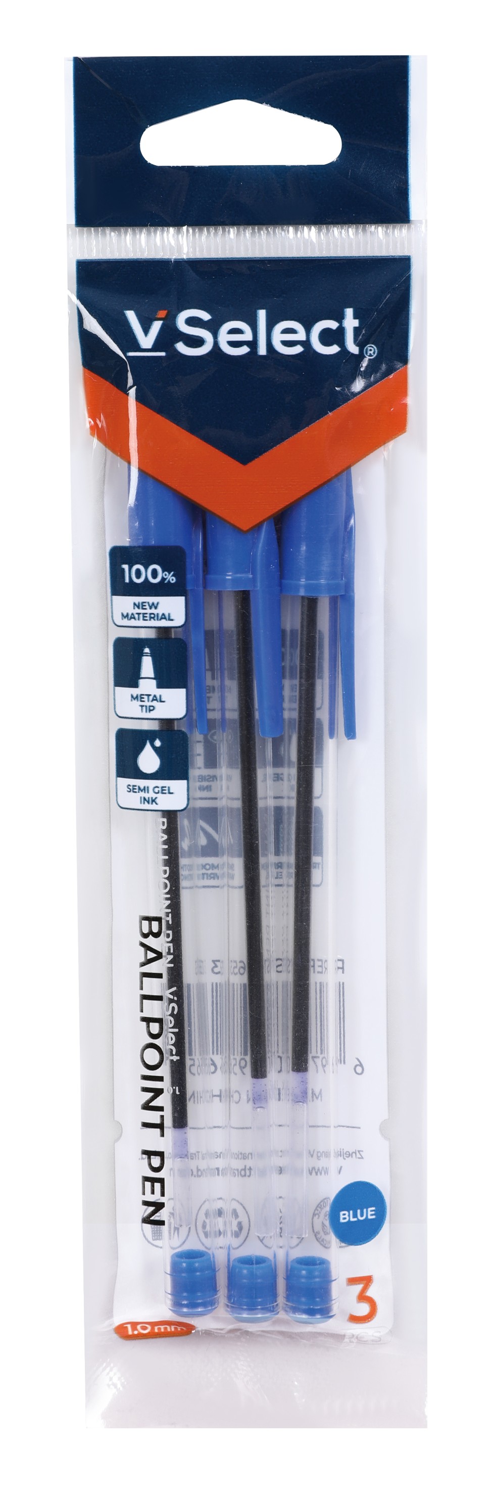 neutral oil pen blue 1.0mm 3 pcs/bag foreign trade exclusive for one box