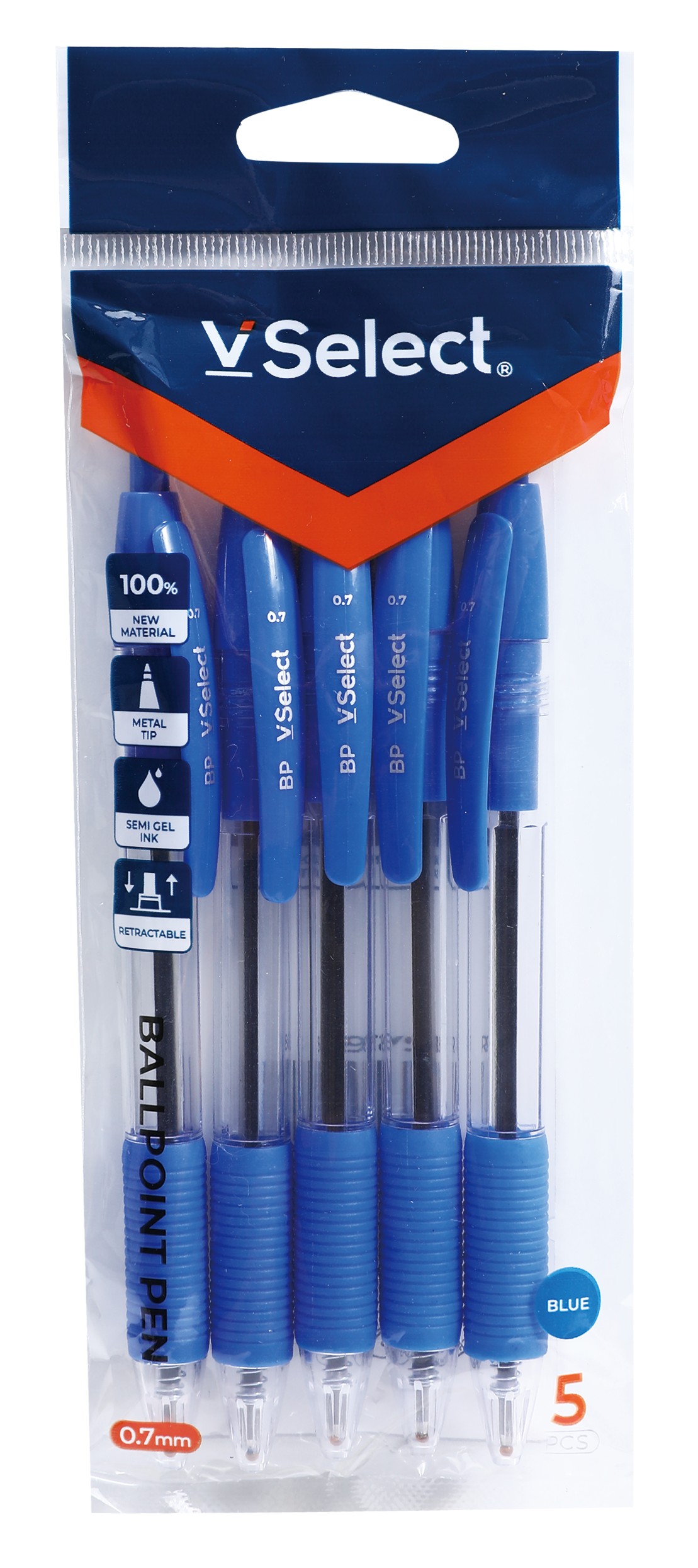 neutral oil pen blue 0.7mm 5 pcs/bag foreign trade exclusive for one box