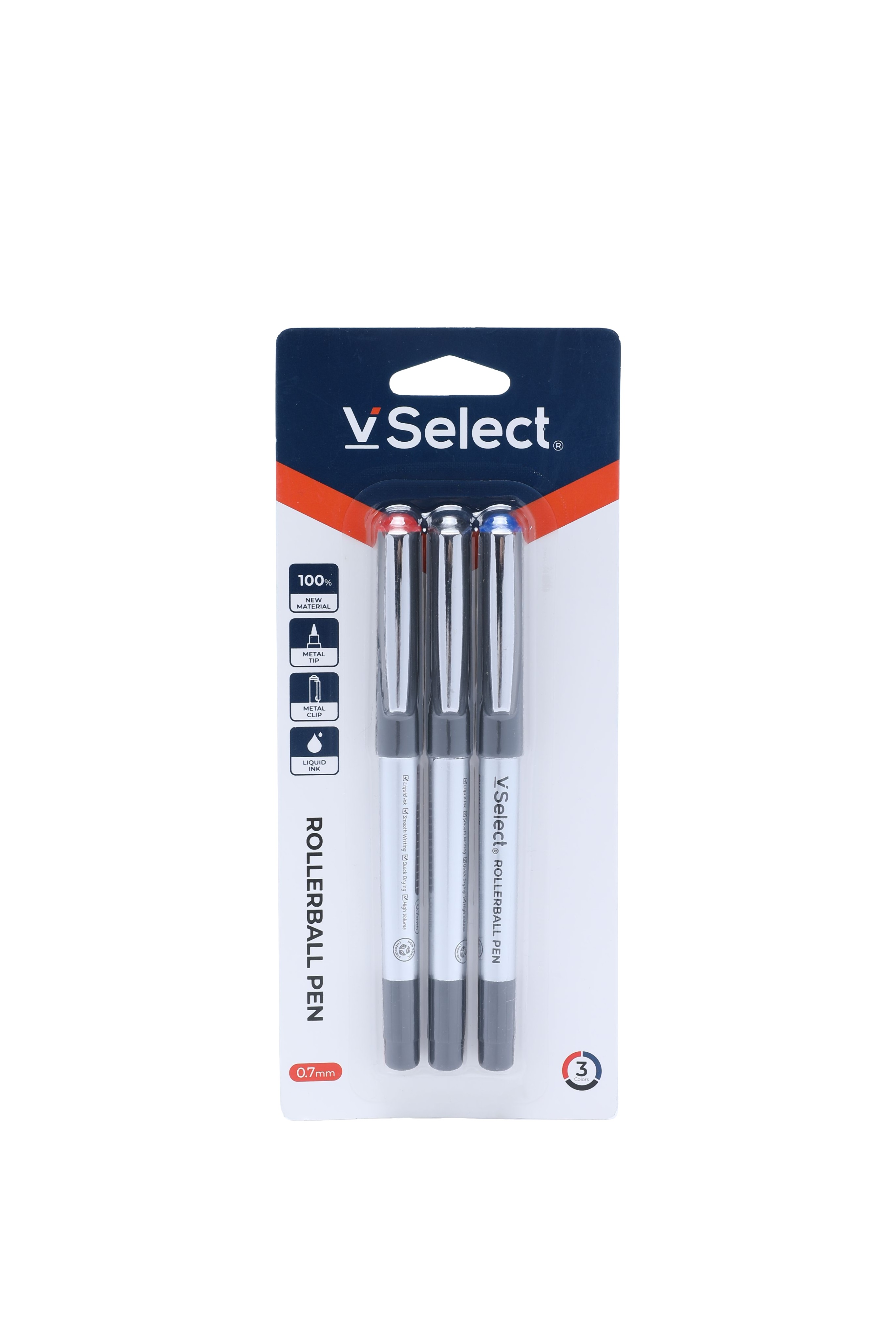 ballpoint pen 3 colors 0.7mm 3 pcs/card foreign trade special for one box starting batch