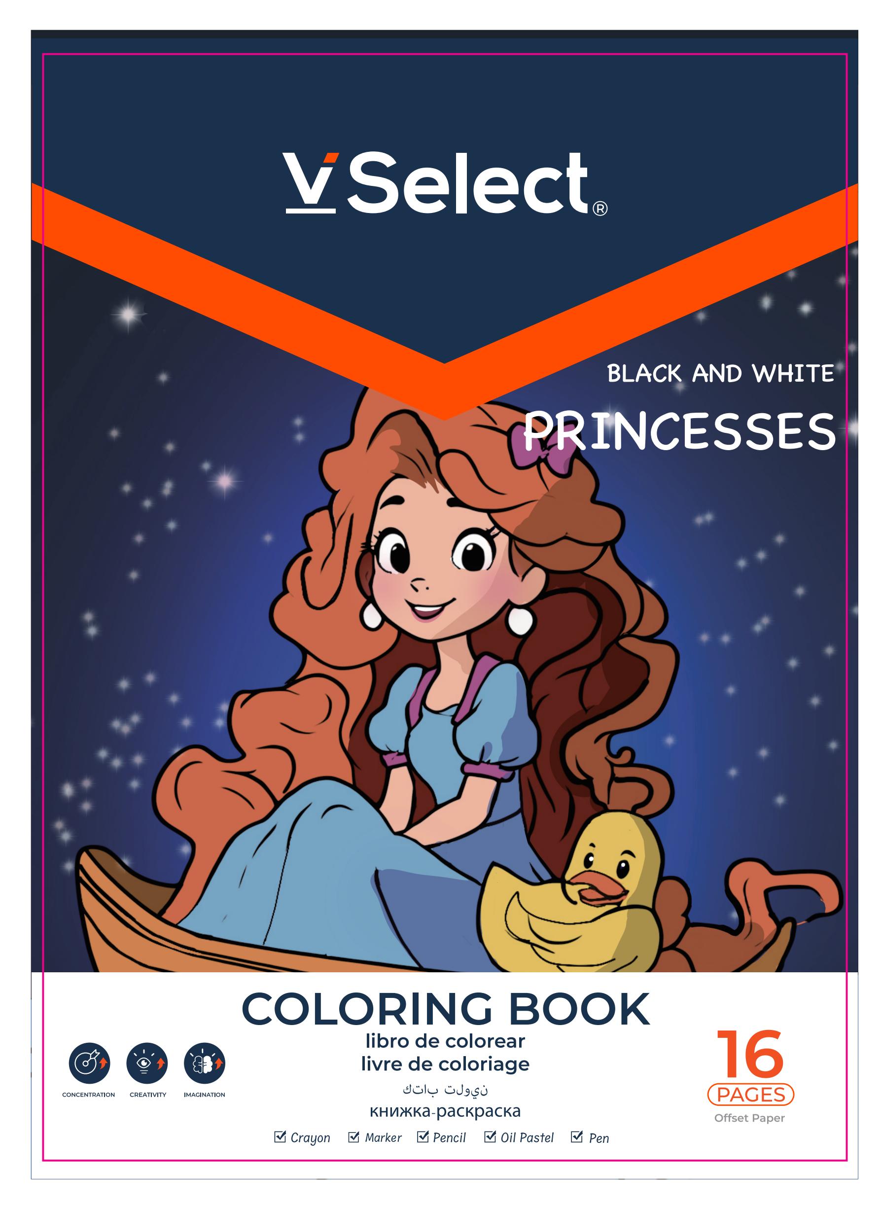 coloring book black and white aged 16 pages princess foreign trade exclusive for one box