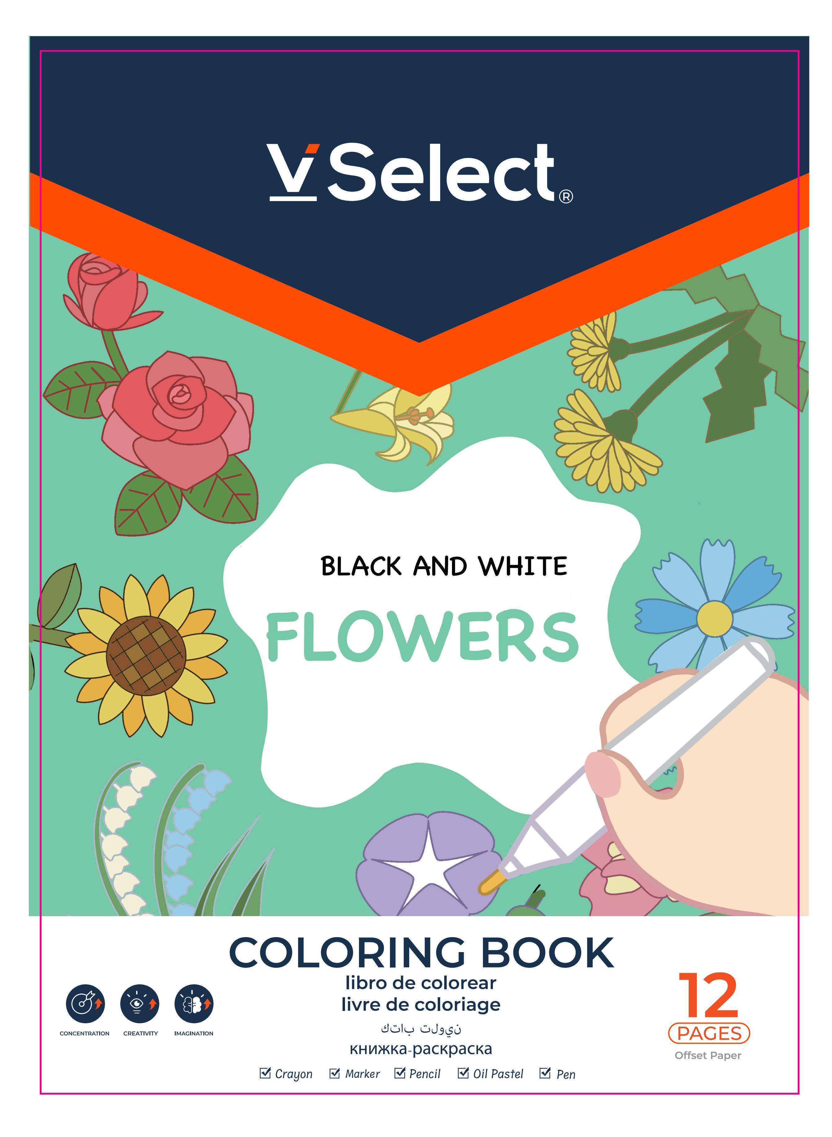 coloring book black and white young 12 pages flowers foreign trade exclusive for one box