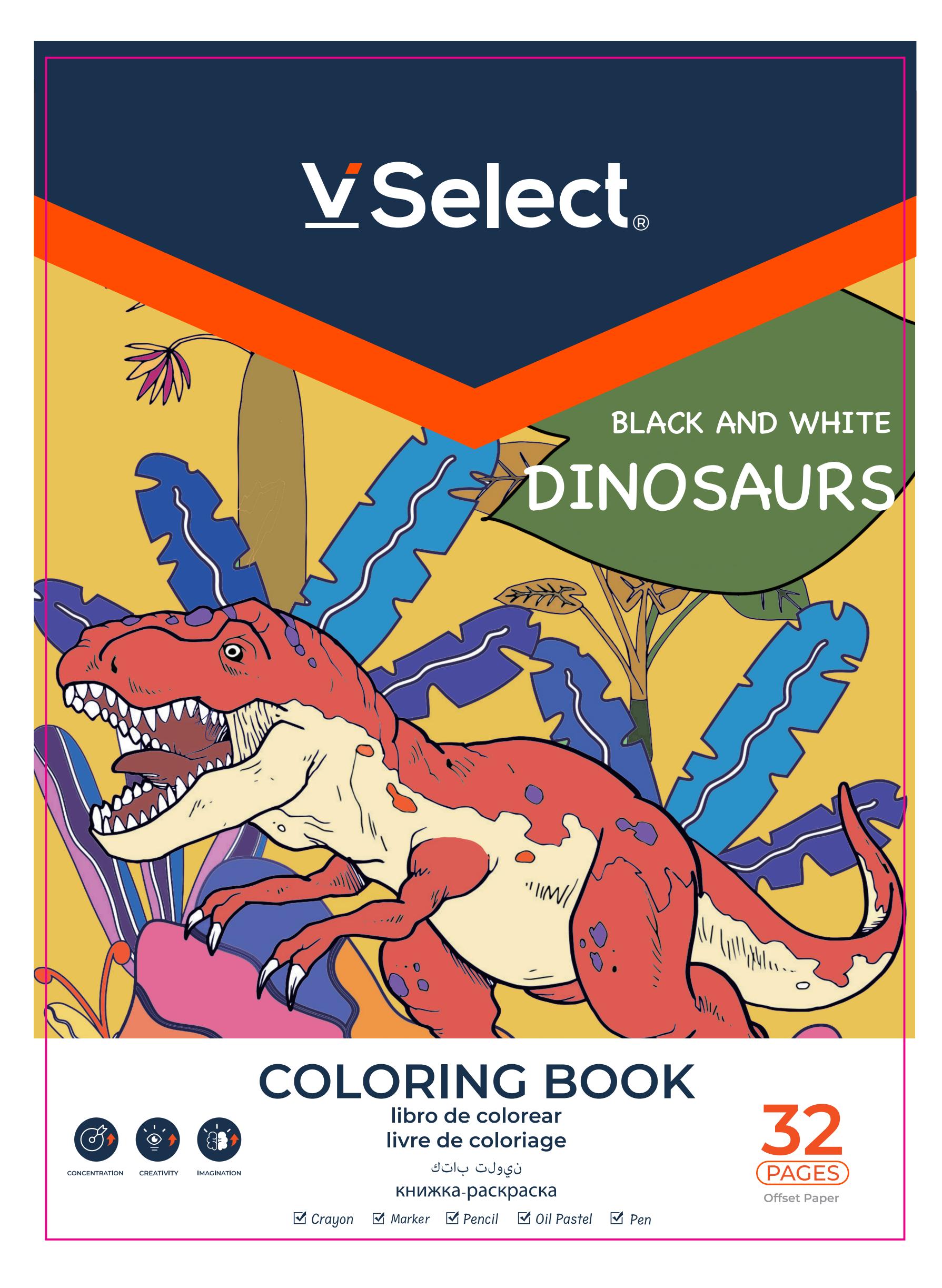 coloring book black and white aged 32 pages dinosaur foreign trade exclusive for one box