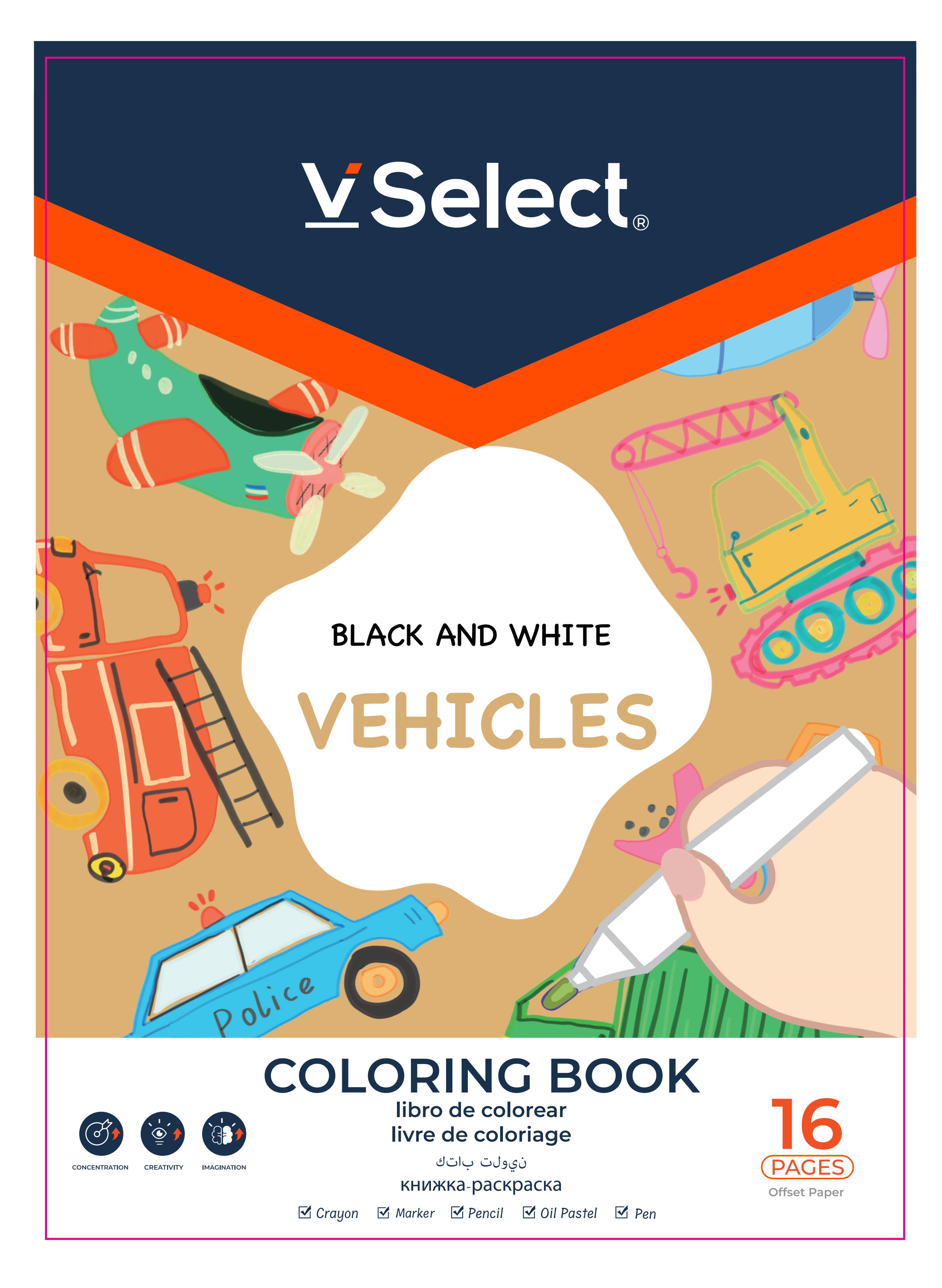 coloring book black and white young 16 pages transportation foreign trade exclusive for one box