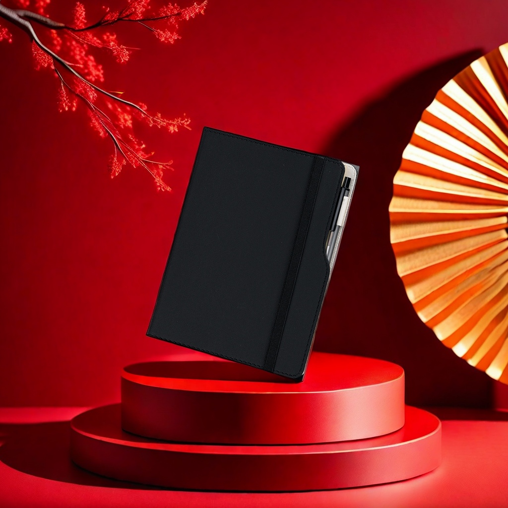 动漫风格黑色皮质笔记本记事本创意手账本子透明封面学生日记本 便携办公用品笔记本动漫文创本本子皮笔记本透明手账