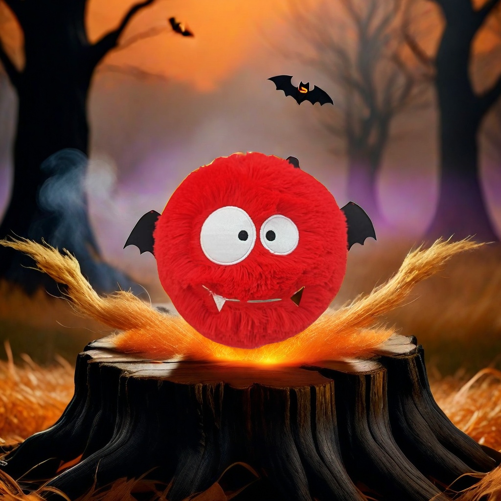 充气玩具球-仿真公仔红色毛绒蝙蝠玩偶，充气毛绒玩具，玩具球