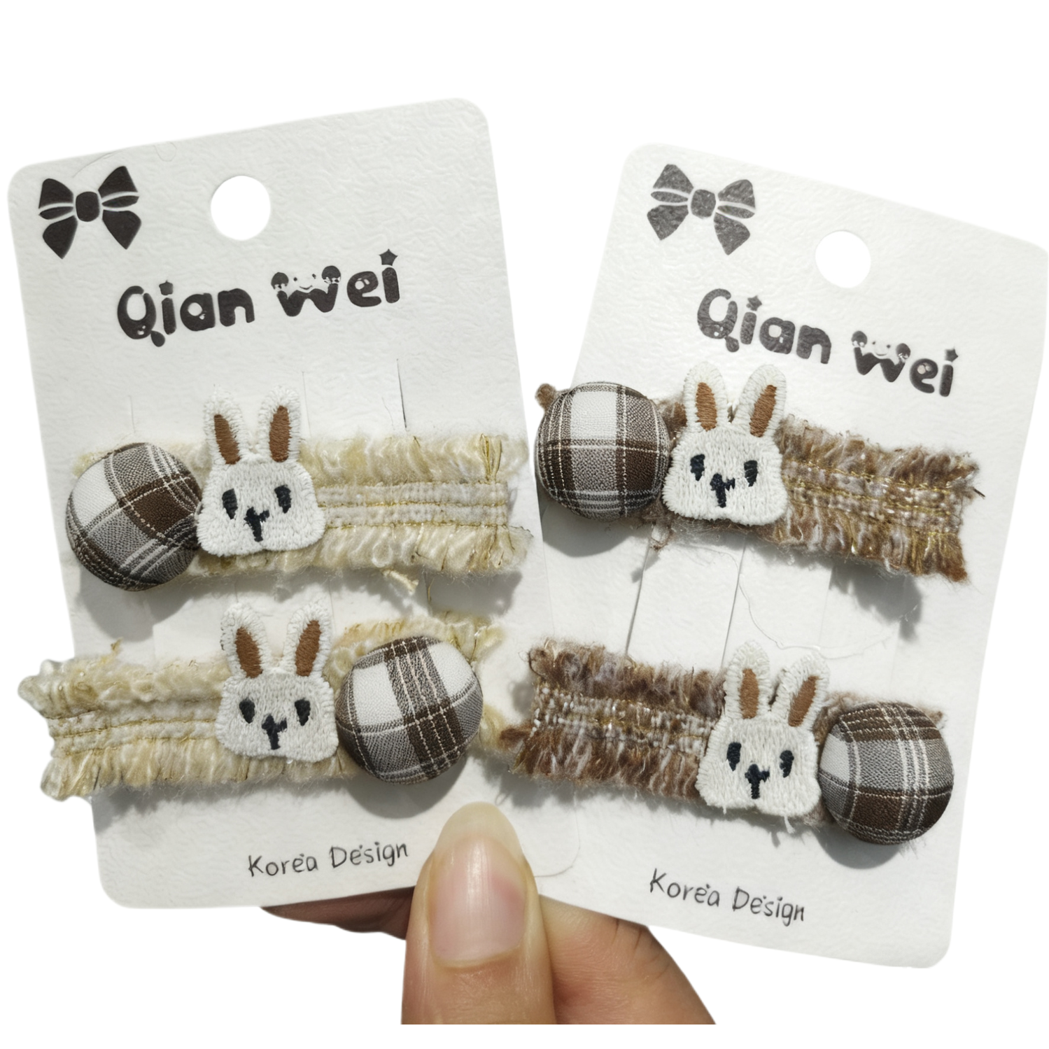 可爱兔子发夹，儿童发卡抓夹植绒发夹发夹头饰发卡饰品潮流百搭，2025新款发夹