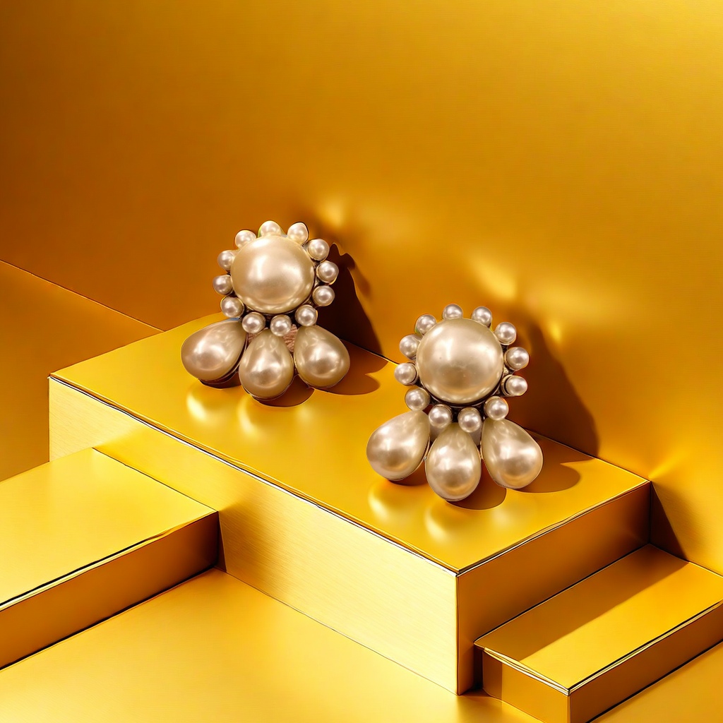 【SUGEBEINI】 Retro court style pearl earrings, multi-layer teardrop pearl exaggerated earrings, light luxury socialite style banquet outfit accessories ZEH00022 Specification image