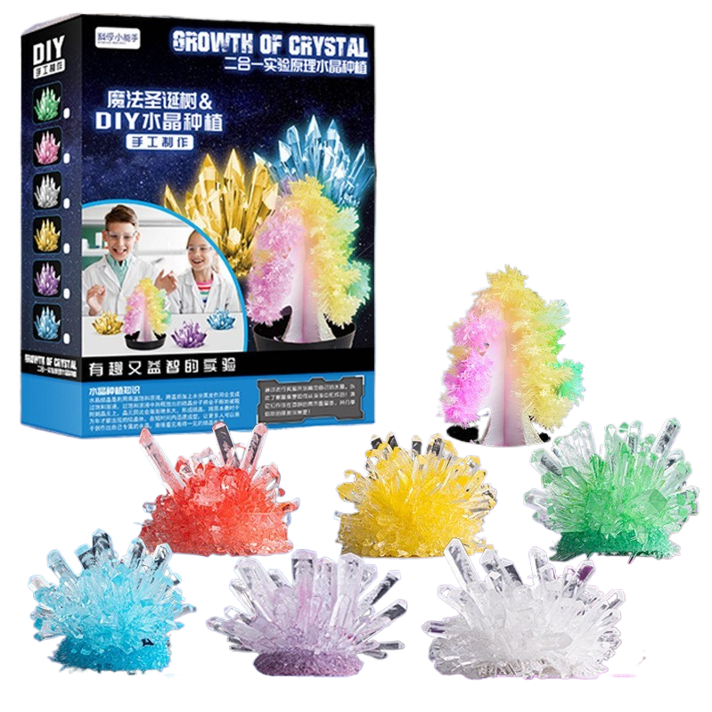 DIY science Experiment toys, crystal planting set, colorful crystal model, primary school science experiment materials, first grade paper tree flowering, fun science exploration
