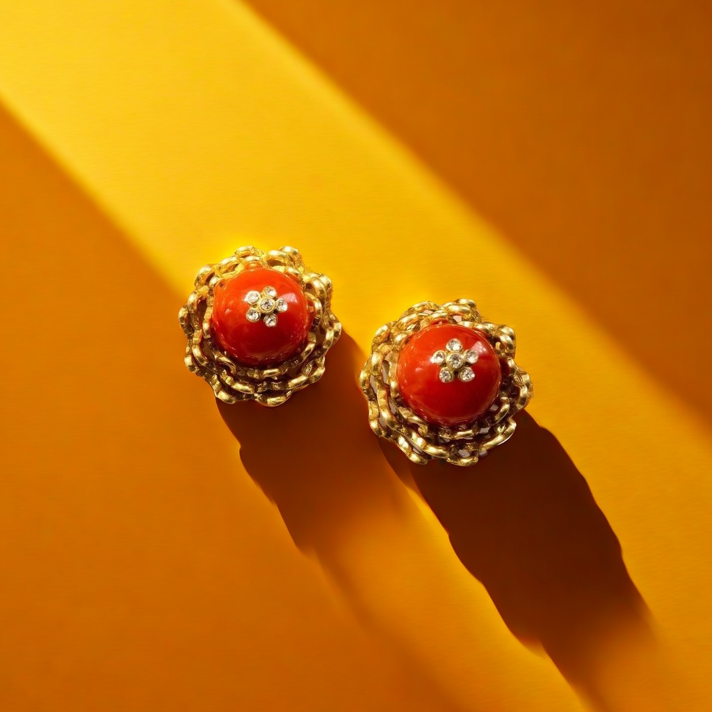 【SUGEBEINI】 French court style zirconium stud earrings, gold woven retro stud earrings ZEH00066 details Picture