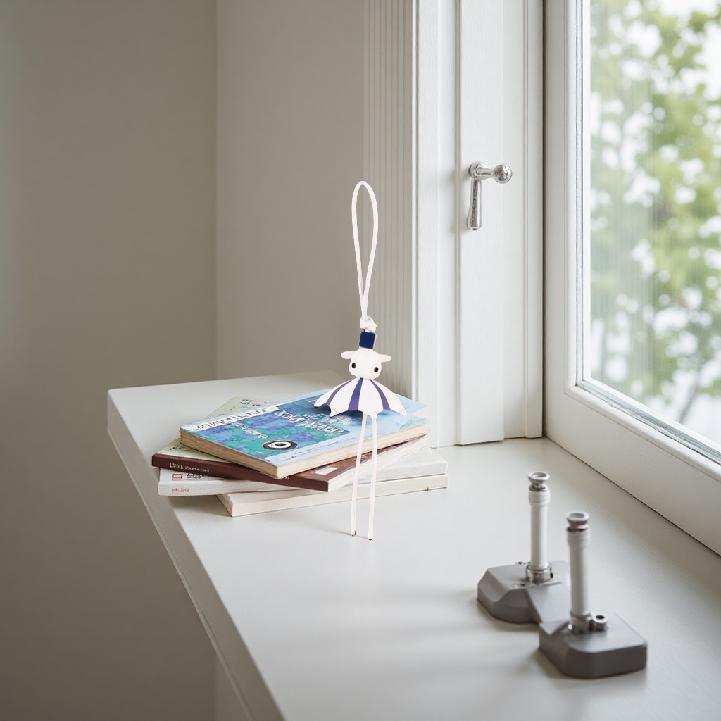 蓝色条纹章鱼造型挂件挂饰成品白色背景创意装饰品个性摆件潮流配饰白底实物图