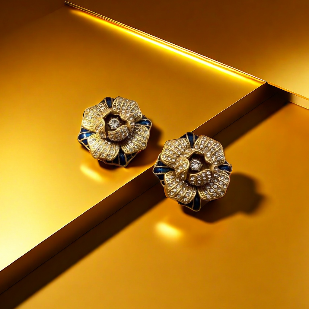 【SUGEBEINI】 Retro flower-shaped zirconium stud earrings with oil drip, flower-shaped stud earrings ZEH00072 Specification image