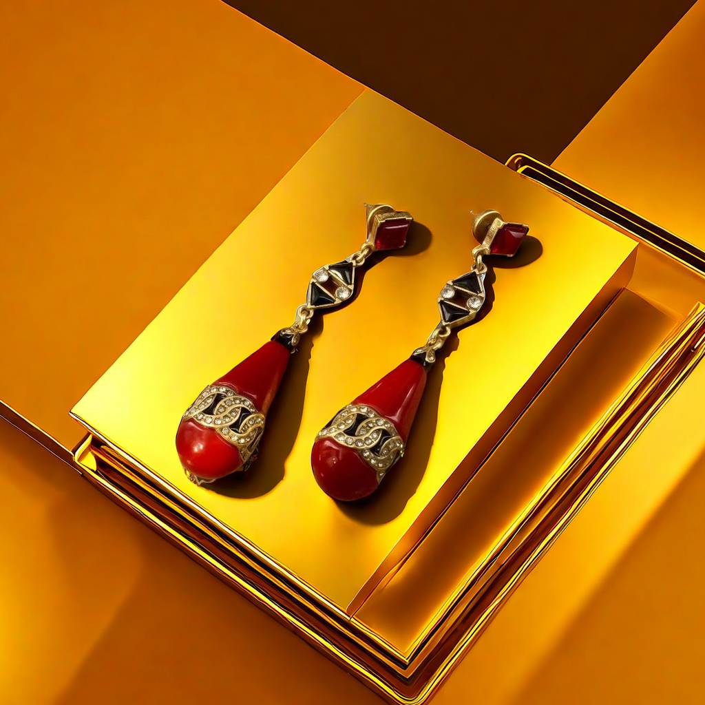 【SUGEBEINI】 Red teardrop-shaped diamond earrings with a niche design, teardrop-shaped earrings ZEH00081 Application Scenario