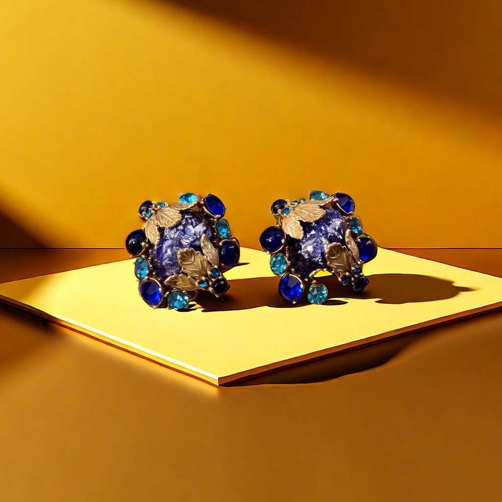【SUGEBEINI】 Retro basket-shaped diamond-encrusted flower earrings, court-style metal diamond-encrusted stud earrings ZEH00082