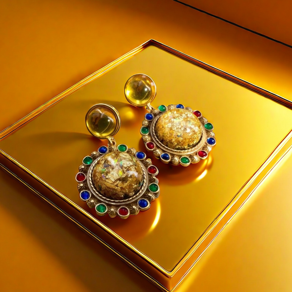【SUGEBEINI】 Color Diamond gold foil round Earrings, retro court style round earrings ZEH00101 Application Scenario
