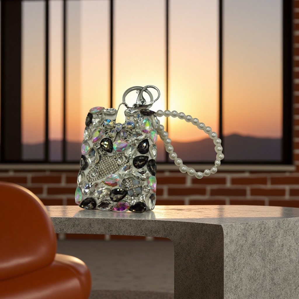 Fashionable diamond-encrusted phone stand anti-drop bracket, multi-functional creative support frame, suitable for various phone models or diamond-encrusted phone cases. Personalized anti-drop bracket, multi-functional phone stand, fashionable and trendy accessory, suitable for multiple styles Specification image